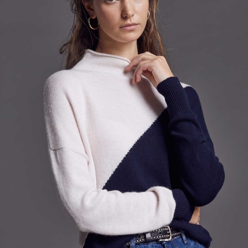Chloe Jumper - Navy/Babe Pink