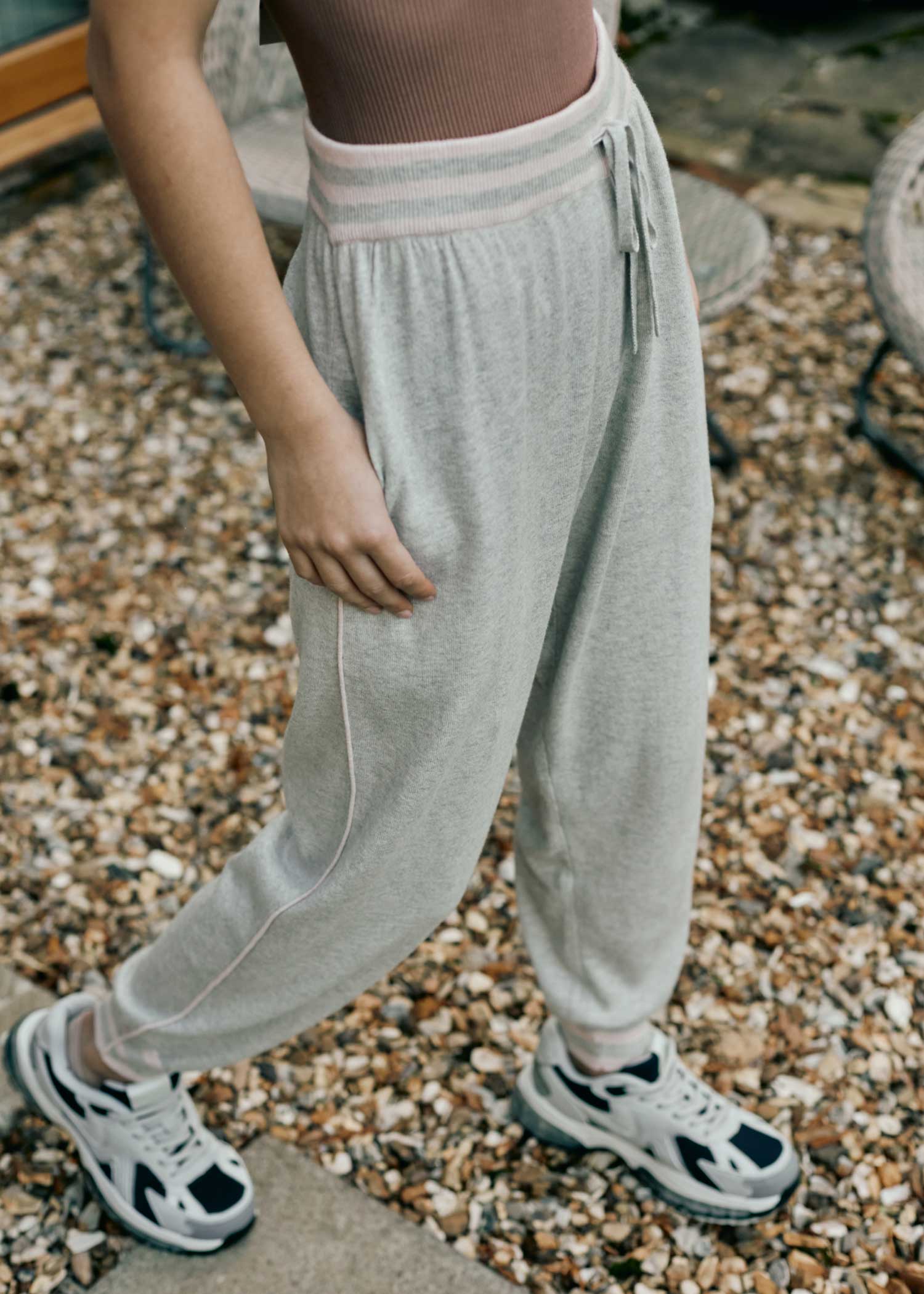 Adelita Jogger - Pale Grey Marl/Pink Calico
