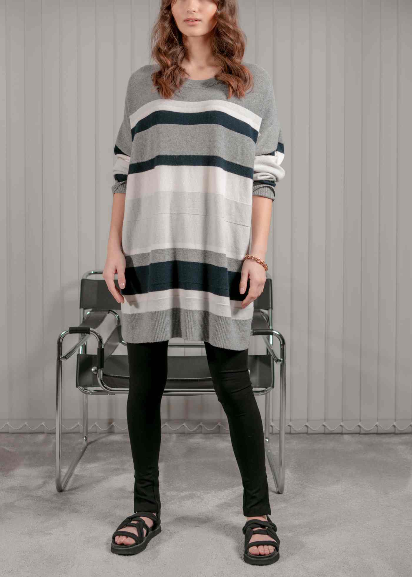 Lauren Jumper - Grey Marl/Stripe - Image 2