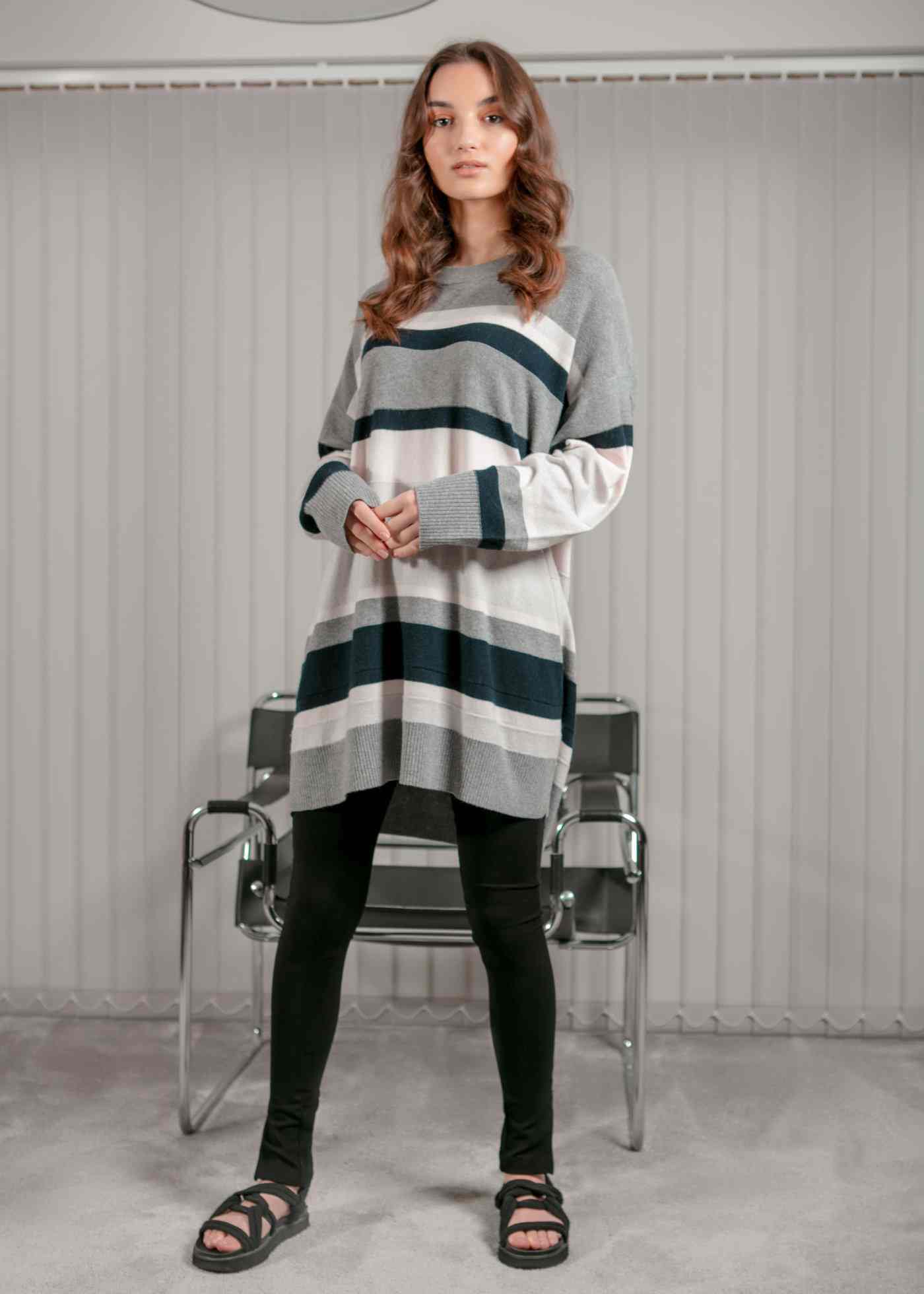 Lauren Jumper - Grey Marl/Stripe - Image 3
