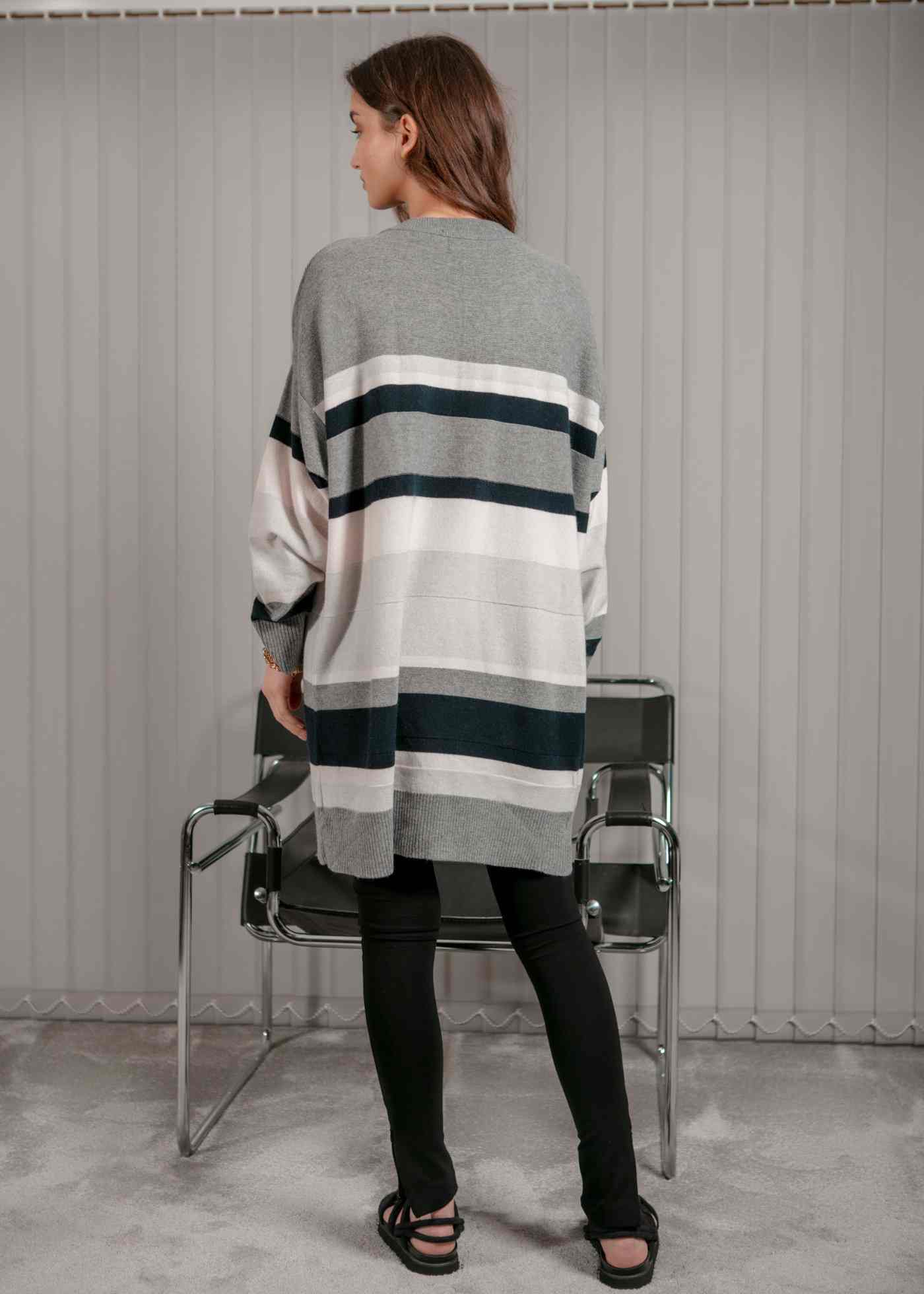 Lauren Jumper - Grey Marl/Stripe - Image 4